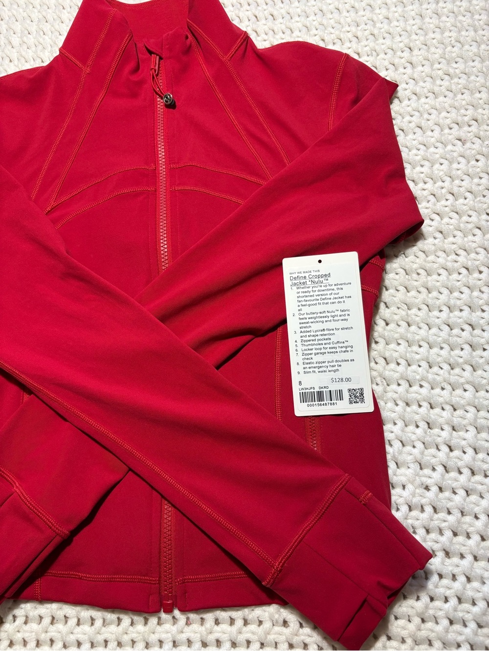 RARE! Lululemon dark red define cropped jacket nulu size 8 - Picture 3 of 9